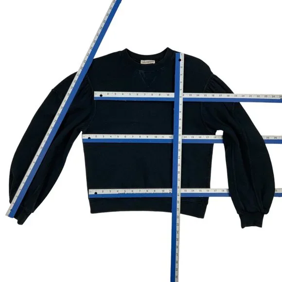 Ulla Johnson Ava Pullover Sweatshirt P US/0 XS Onyx Puff Shoulder